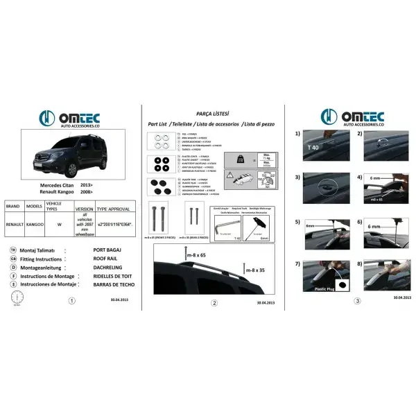 Podélné nosiče stříbrné Mercedes Citan, r.v. 2012-2021 - střední verze L