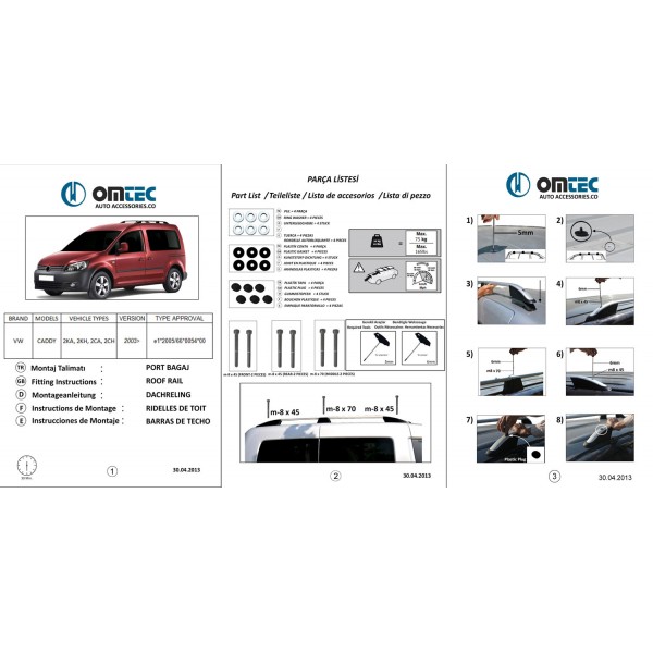 Podélné nosiče stříbrné Volkswagen Caddy, krátká verze, r.v. 2021+
