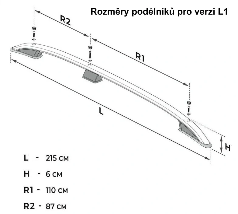 Podélné nosiče stříbrné VW Transporter T7, r.v. 2024+ - krátká verze L1