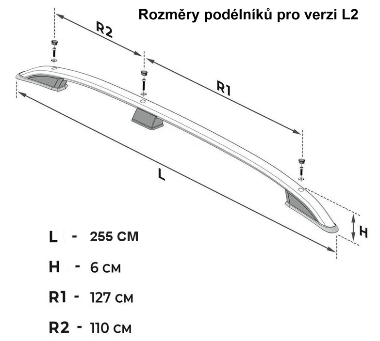 Podélné nosiče stříbrné Ford Tourneo Custom, r.v. 2024+ - dlouhá verze L2